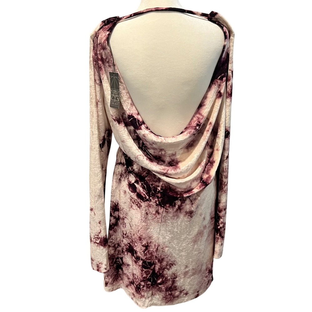 Purple Tie Dye‎ Errant crushed Velvet Mini Dress M Peek A Boo Whimsigoth boho